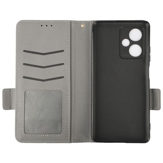Cu clapetă pentru Xiaomi Redmi Note 12 5G / POCO X5 5G, Wallet Litchi Magnet, gri