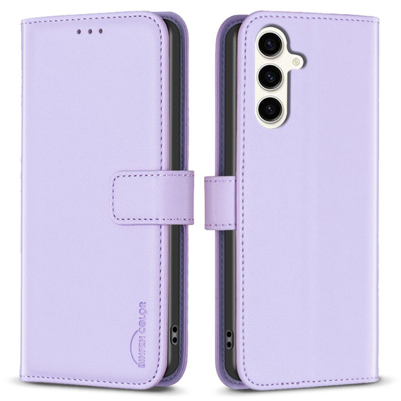 Cu clapetă pentru Samsung Galaxy S23 FE, BINFEN Wallet, violet + sticlă 9H