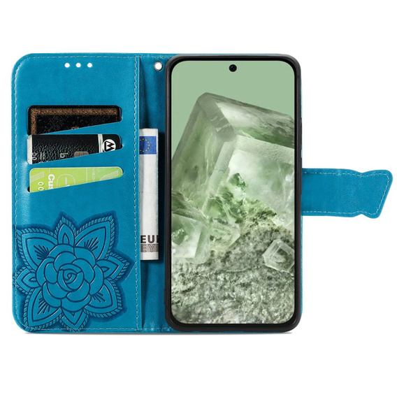 Cu clapetă pentru Google Pixel 8A, Butterfly, albastru