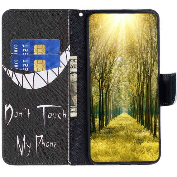 Cu clapetă pentru Samsung Galaxy A55 5G, Wallet, Don't Touch My Phone, negru