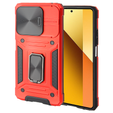 Carcasă blindată pentru Xiaomi Redmi Note 13 5G, CamShield Slide, roșu + sticlă călită 9H