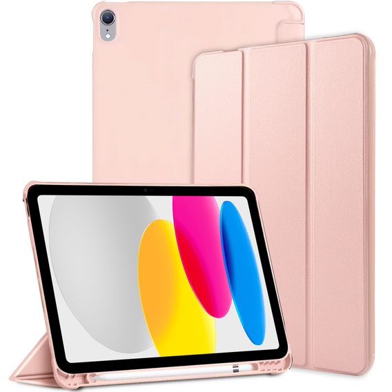 Carcasă pentru iPad 10.9 2022 10 Gen, Smart Pencil, cu suport pentru stylus, roz