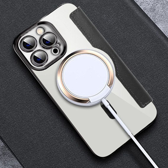 Cu clapetă pentru iPhone 11 Pro Max, RFID Wallet MagSafe CamShield, negru