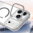 Husă pentru iPhone 17 Pro, pentru MagSafe, cu suport, transparentă cu inserții gri