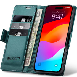 ERBORD Glossy Litchi - geantă de portofel cu clapetă pentru iPhone 17 Pro Max