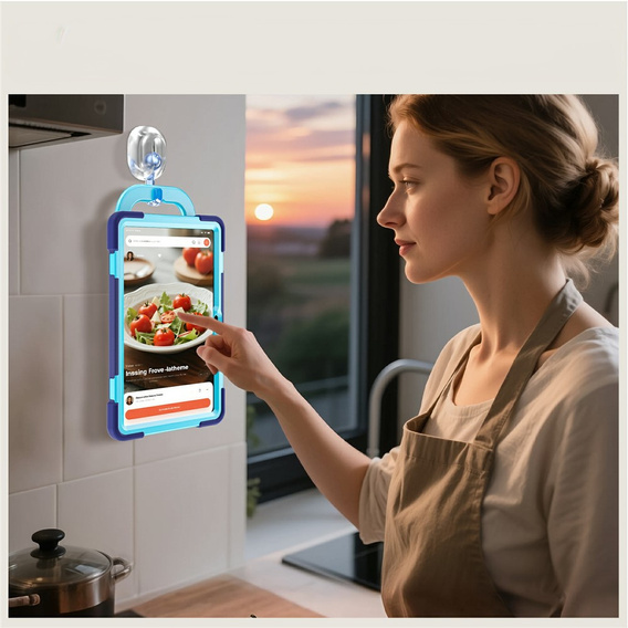 Husă pentru copii pentru Lenovo Tab M11, blindată cu curea, albastru marin / verde