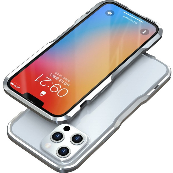 Husa LUPHIE pentru iPhone 13 Pro Max, Armor Bumper, de argint
