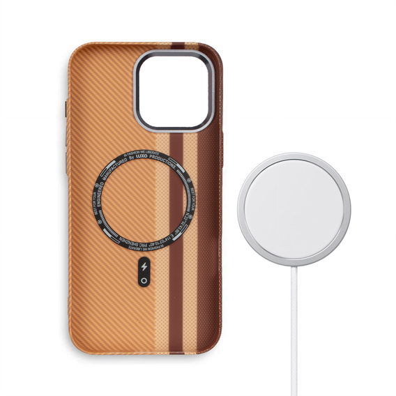 Carcasa pentru iPhone 15 Pro Max, Carbon Fiber MagSafe, galben