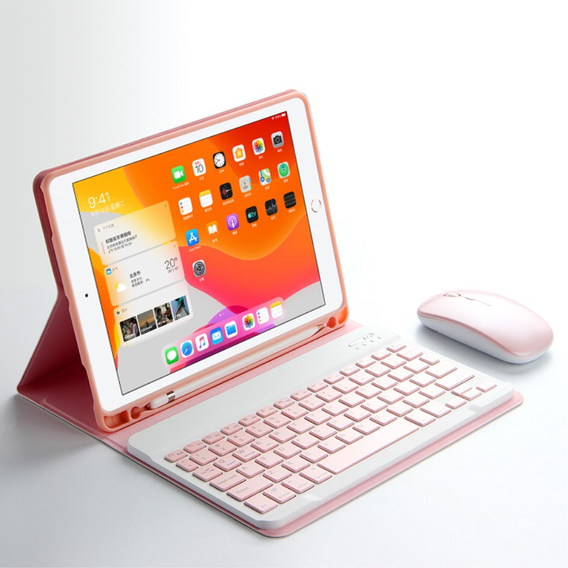 Carcasă + tastatură iPad 10.2 7/8/9 gen 2019/2020/2021, Keyboard Cover Pen Slot, roz rose gold