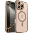 Husă pentru iPhone 16 Pro, pentru MagSafe, ERBORD Matt Case, desert titanium + sticlă pentru ecran