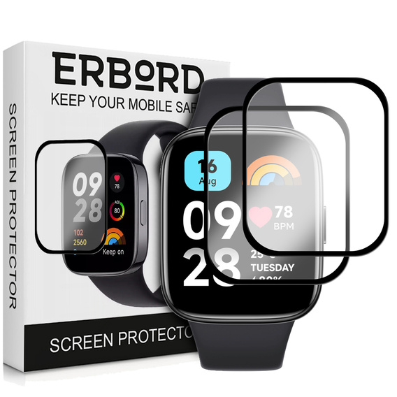 2x ERBORD Hybrid Glass pentru Xiaomi Redmi Watch 3 Active