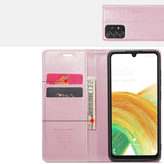 Carcasă flip CASEME pentru Samsung Galaxy A33 5G, Waxy Textured, roz