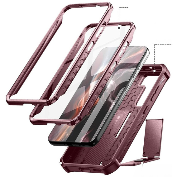 Husă blindată pentru Samsung Galaxy S23, Dexnor Full Body (Two Frames), roșu