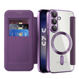 Cu clapetă pentru Samsung Galaxy S25+ Plus, RFID Wallet MagSafe CamShield, violet