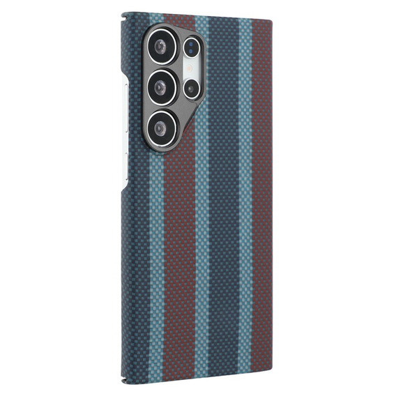 Carcasă pentru Samsung Galaxy S24 Ultra, Aramid Fiber Slim Case, pentru MagSafe, albastru / roșu