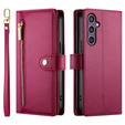 Cu clapetă pentru Samsung Galaxy S25, Wallet Zipper Pocket, roșu