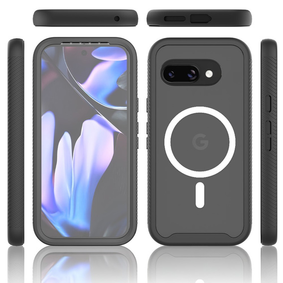 Carcasă pentru Google Pixel 9a, Shockproof, cu folie pentru ecran, pentru MagSafe, negru