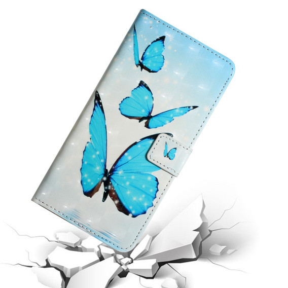 Cu clapetă pentru Samsung Galaxy A05s, Wallet, Butterflies, albastru