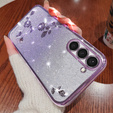 Husă pentru Samsung Galaxy S23, Glitter Flower, violet