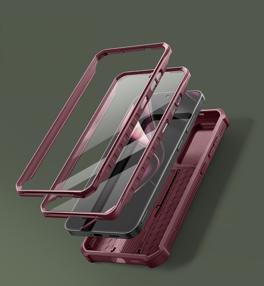 Husă blindată pentru Samsung Galaxy S25+ Plus, Dexnor Full Body (Two Frames), roșu