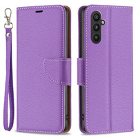 Cu clapetă pentru Samsung Galaxy A25 5G, Wallet Litchi Leather, violet + sticlă 9H