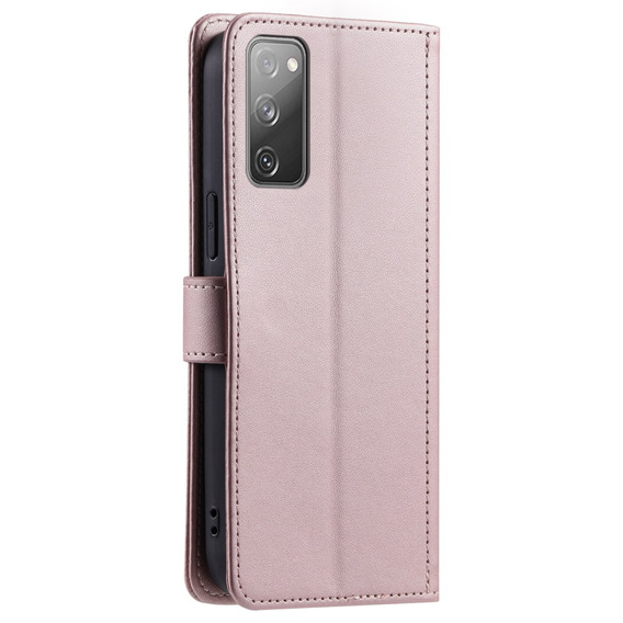 Husă cu clapetă pentru Samsung Galaxy S20 FE, Rhombus Crossbody Leather, roz rose gold