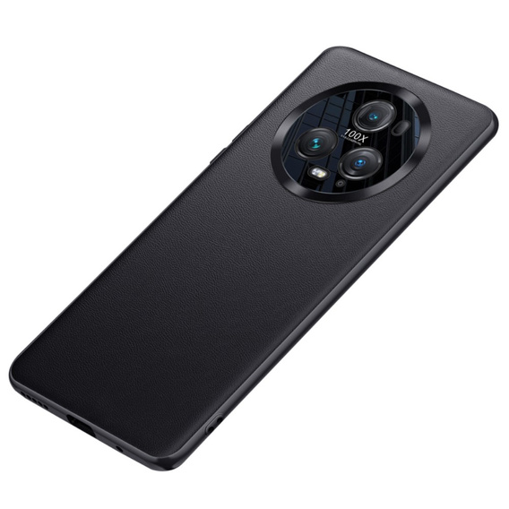 Husă din piele pentru Honor Magic 5 Pro, leather hybrid, negru