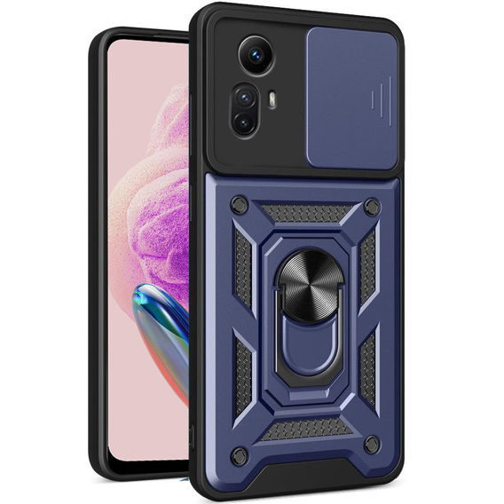 Husă blindată pentru Xiaomi Redmi Note 12S 4G, CamShield Slide, albastru închis