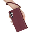 Husă cu clapetă pentru Samsung Galaxy A56 5G, Rhombus Crossbody Leather, maroon