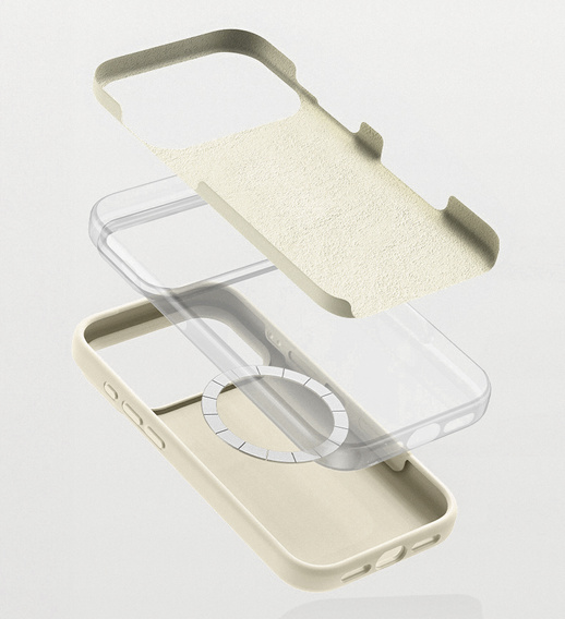 Manșon din silicon pentru iPhone 17 Pro, pentru MagSafe, antișoc, bej