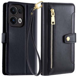 Cu clapetă pentru Oppo Reno 13 Pro, Wallet Zipper Pocket, negru