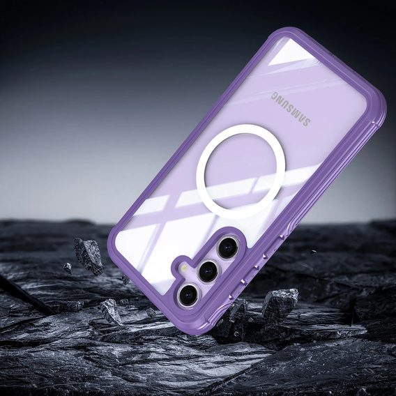 Husă pentru Samsung Galaxy S25+ Plus, Shockproof, cu sticlă, pentru MagSafe, violet