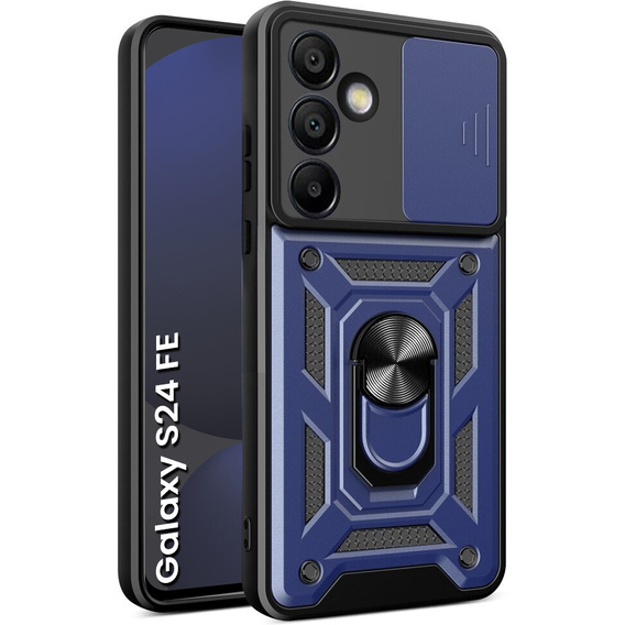 Husă blindată pentru Samsung Galaxy S24 FE, CamShield Slide, albastru