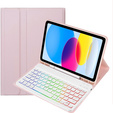 Husă cu tastatură bluetooth iluminată pentru iPad 10.9 2022 (10 gen.), roz