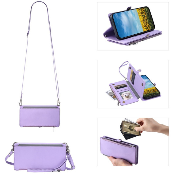 Cu clapetă pentru Xiaomi Redmi 14C / Xiaomi Poco C75, Wallet Zipper Pocket, violet