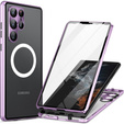 Carcasa Magnetic Dual Glass MagSafe pentru Samsung Galaxy S22 Ultra, violet