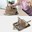 Husa CASEME pentru Samsung Galaxy A56 5G, Leather Wallet Cash and Card Slots, cu curea, maro