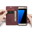 Husa CASEME pentru Samsung Galaxy S7, Leather Wallet Case, maroon