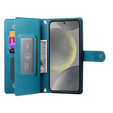 Cu clapetă pentru Samsung Galaxy S25, Wallet Zipper Pocket, albastru