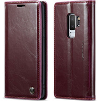 Carcasă flip CASEME pentru Samsung Galaxy S9+ Plus, Waxy Textured, roșu