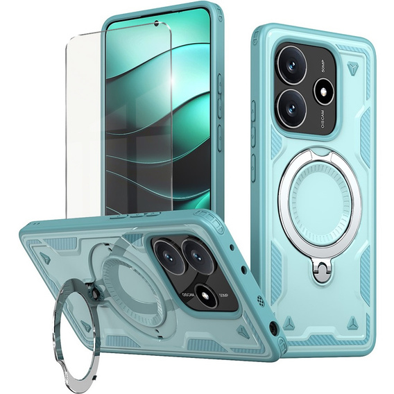 Carcasă pentru Xiaomi Redmi Note 14 5G, Military MagSafe, albastru + 9H Glass