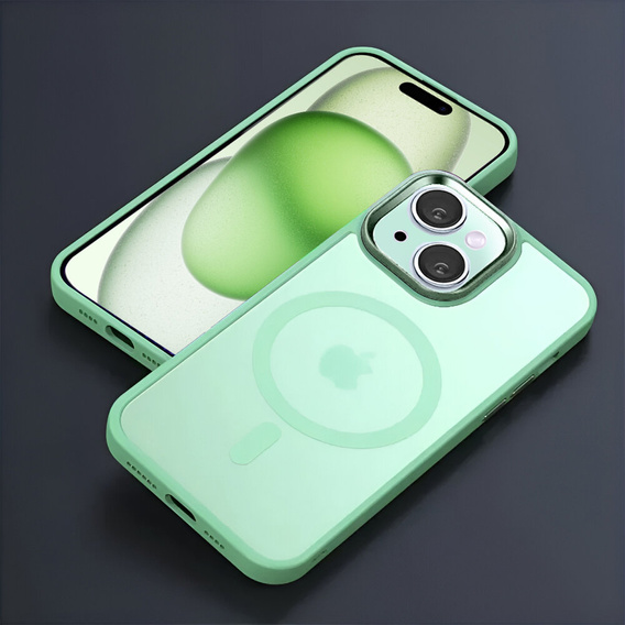 Husă pentru iPhone 15, pentru MagSafe, ERBORD Matt Case, verde + sticlă pentru ecran