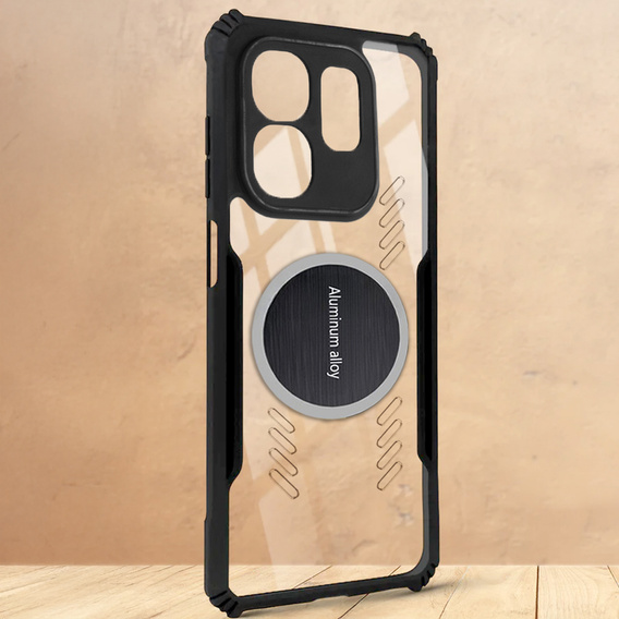 Carcasă pentru Infinix Hot 50i 4G, cu placă magnetică, transparent / negru