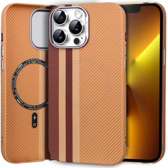 Carcasa pentru iPhone 13 Pro Max, Carbon Fiber MagSafe, galben