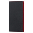 Cu clapetă pentru iPhone 15 Pro, Litchi Skin Grain, negru