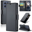 Husă pentru Motorola Edge 60 / 60 Fusion, ERBORD Glossy Litchi, portofel cu clapetă, negru