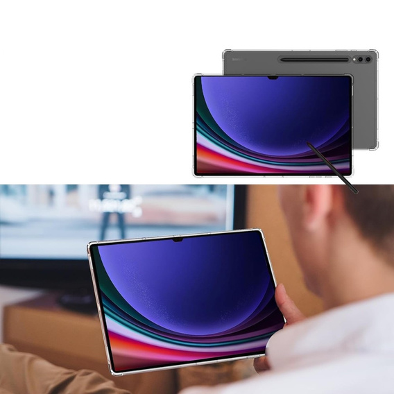 Husă pentru Samsung Galaxy Tab S9 FE, cu suport pentru stylus, silicon, transparentă