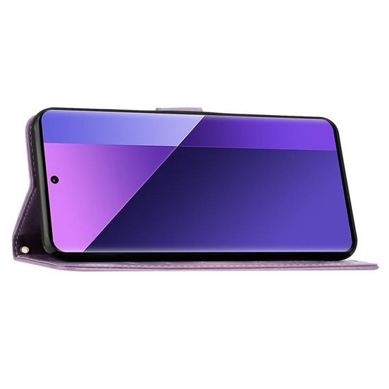 Cu clapetă pentru Xiaomi Redmi Note 13 Pro+, Butterfly, violet