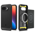 Carcasa Spigen pentru Google Pixel 9A, Rugged Armor MagSafe, negru + Tempered Glass 9H