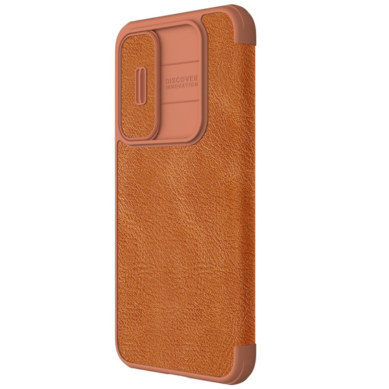 NILLKIN flip case NILLKIN pentru Samsung Galaxy A55 5G, CamShield Qin Pro, piele, maro